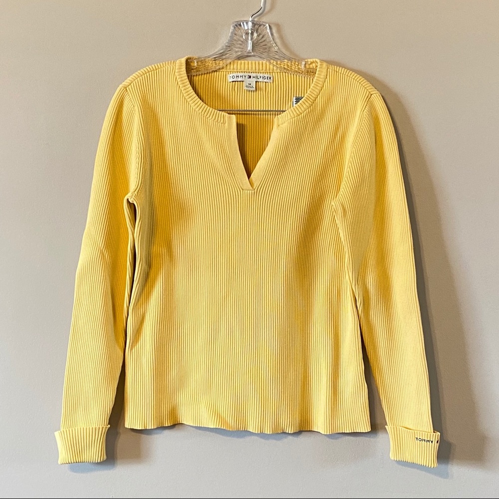 Tommy Hilfiger Pastel Yellow Ribbed Long Sleeve